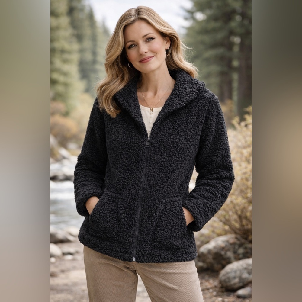 J Jill Small Womens Black Boucle Knit Jacket